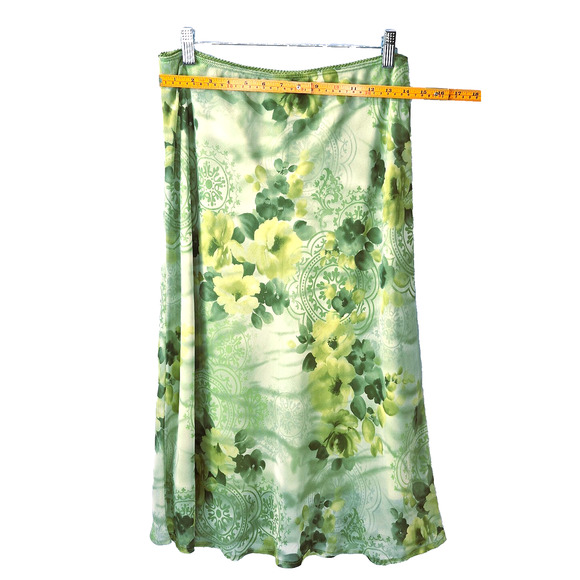 Women’s Green Tie Front Top & Floral Midi Skirt Set L Boho Cottagecore - Picture 10 of 15
